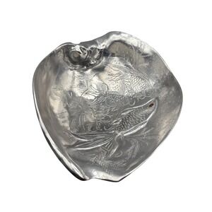 Vintage ARTHUR COURT 1977‎ Koi Fish with Carnelian Eyes Footed Conch Shell Bowl